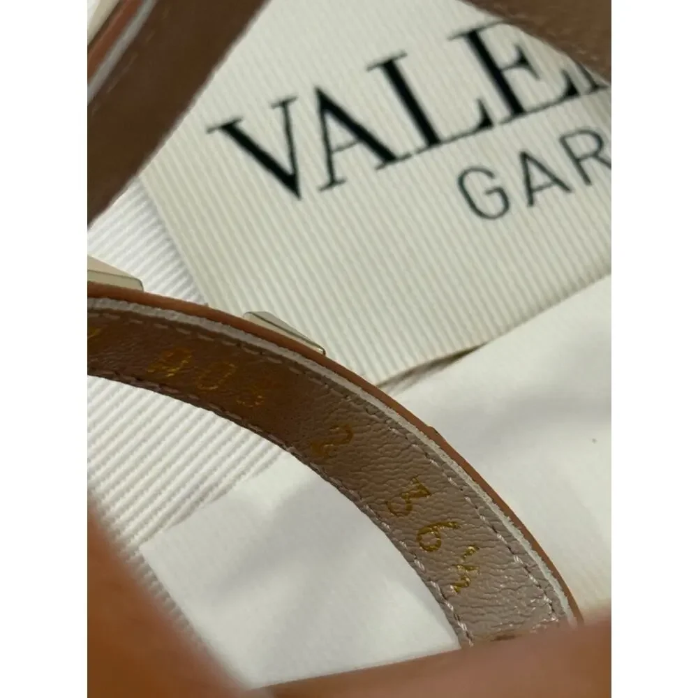 Valentino Garavani Rockstud Caged Leather Slide Sandal Almond Beige 36.5